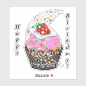 Happy Birthday Cupcake Sticker (Vel)