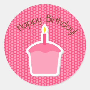 Happy Birthday Cupcake Topper/Sticker Ronde Sticker