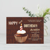 Happy Birthday Cupcake Uitnodiging (Staand voorkant)