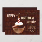 Happy Birthday Cupcake Uitnodiging (Voorkant / Achterkant)