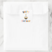 Happy Birthday cupcake Vierkante Sticker (Tas)