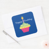 Happy Birthday Cupcake Vierkante Sticker (Envelop)