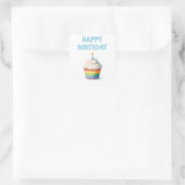 Happy Birthday Cupcake Vierkante Sticker (Tas)