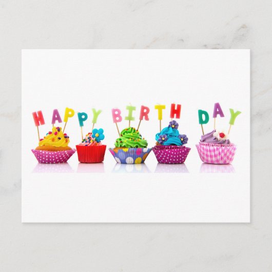 Happy Birthday Cupcakes Briefkaart (Voorkant)