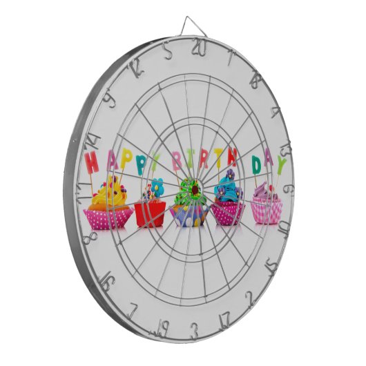 Happy Birthday Cupcakes Dartbord (Voorkant Links)