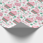 Happy Birthday Cupcakes en Snoep Pattern Cadeaupapier (Hoek)