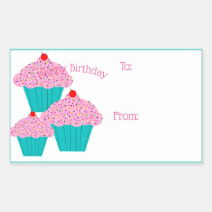 Happy Birthday Cupcakes Gift Label Stickers