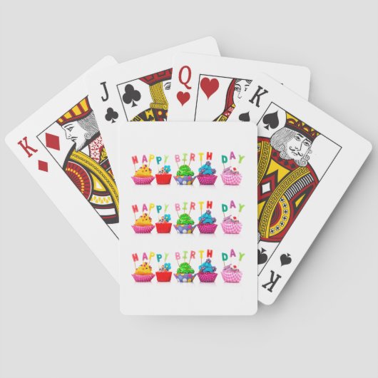 Happy Birthday Cupcakes - Playing Cards Speelkaarten (Achterkant)