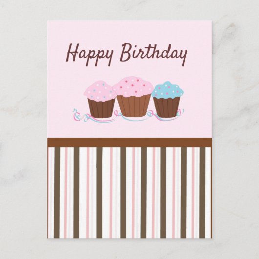 Happy Birthday Cupcakes Post Kaart (Voorkant)