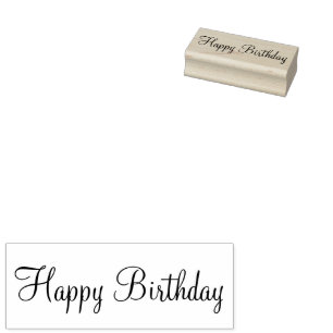 Happy Birthday Cursive Script-Sjabloon Rubberstempel
