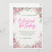 Happy Birthday Custom Digitale Bloemen Kaart (Voorkant / Achterkant)