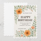 Happy Birthday Custom Floral Digitale Kaart (Voorkant / Achterkant)