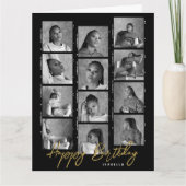 Happy Birthday Custom Fotofilm Strip Zwart Groot Kaart (Voorkant)