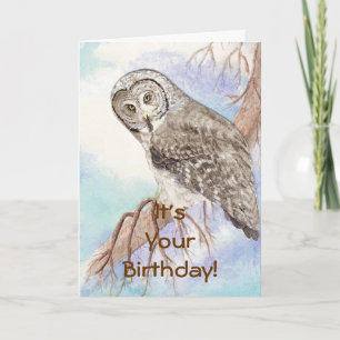 Happy Birthday Custom Great Grey Owl, Bird Natuur Kaart
