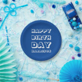 Happy Birthday Custom Name blue White Paper Bord (Feest)