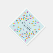 Happy Birthday Custom Name Confetti Pastel Blue Servet (Hoek)