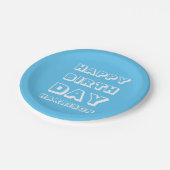 Happy Birthday Custom Name light blue Modern Papieren Bordje (Gekanteld)