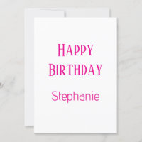 Happy Birthday Custom Name White Hot Pink Custom