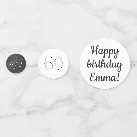 Happy Birthday Custom Personalized Chalkboard Grey Confetti (Achterkanten)