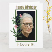 Happy Birthday Custom Photo Flower Border Kaart (Gele Bloem)