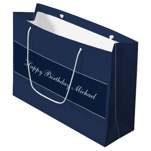Happy Birthday Custom Script Text Name Groot Cadeauzakje (Voorkant Gekanteld)