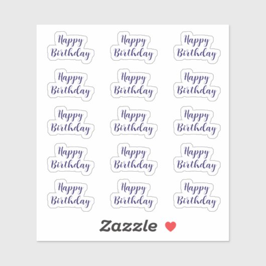 Happy Birthday Custom Text Age Navy Blue Simple Sticker (Vel)