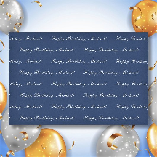 Happy Birthday Custom Text Elegant Blue Tissuepapier