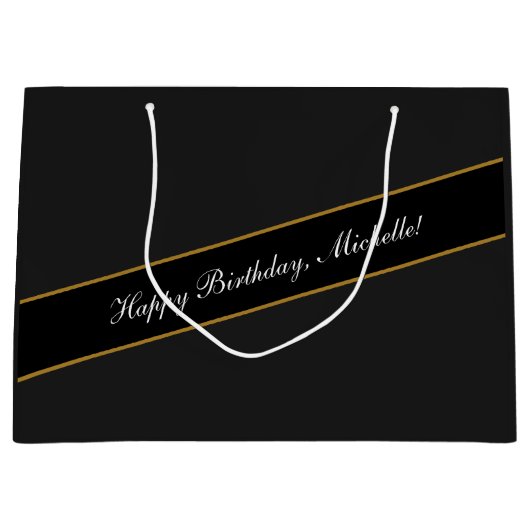 Happy Birthday Custom Text Elegant gepersonaliseer Groot Cadeauzakje (Voorkant)