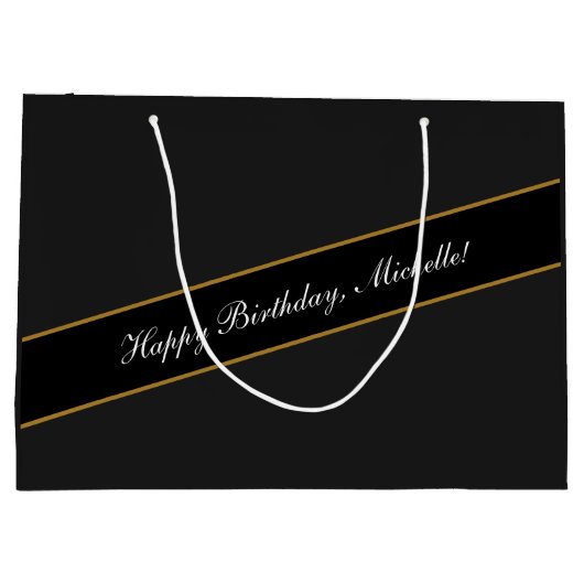 Happy Birthday Custom Text Elegant gepersonaliseer Groot Cadeauzakje (Achterkant)