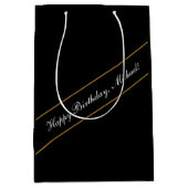 Happy Birthday Custom Text Elegant gepersonaliseer Medium Cadeauzakje (Voorkant)