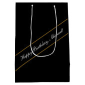 Happy Birthday Custom Text Elegant gepersonaliseer Medium Cadeauzakje (Achterkant)
