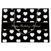 Happy Birthday Custom Text Elegant Hearts Patroon Groot Cadeauzakje (Voorkant)
