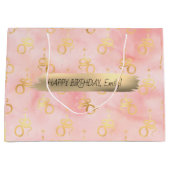 Happy Birthday Custom Text Trendy Gepersonaliseerd Groot Cadeauzakje (Voorkant)