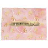 Happy Birthday Custom Text Trendy Gepersonaliseerd Groot Cadeauzakje (Achterkant)