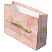 Happy Birthday Custom Text Trendy Gepersonaliseerd Groot Cadeauzakje (Voorkant Gekanteld)