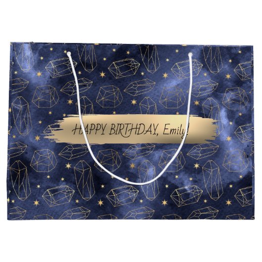 Happy Birthday Custom Text Trendy Gepersonaliseerd Groot Cadeauzakje (Achterkant)