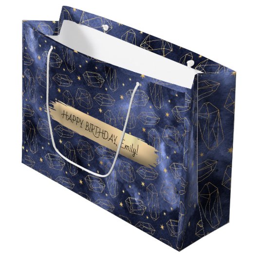 Happy Birthday Custom Text Trendy Gepersonaliseerd Groot Cadeauzakje (Voorkant Gekanteld)