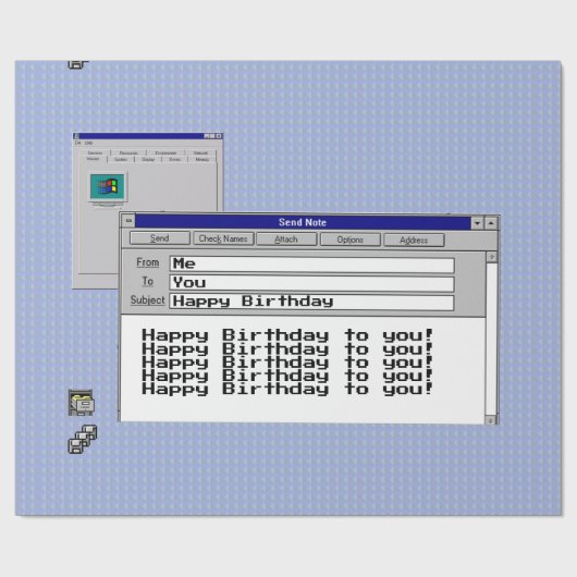 Happy Birthday Custom Windows 95 Computer Theme Cadeaupapier (Vlak)