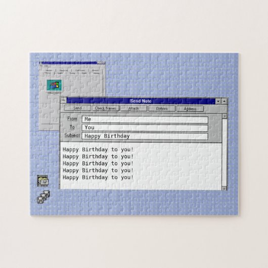 Happy Birthday Custom Windows 95 Computer Theme Legpuzzel (Horizontaal)