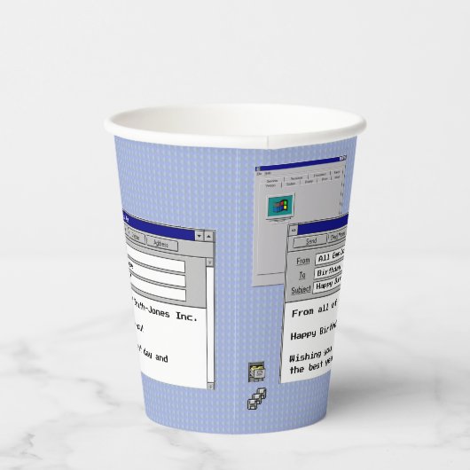 Happy Birthday Custom Windows 95 Computer Theme Papieren Bekers (Rechts)