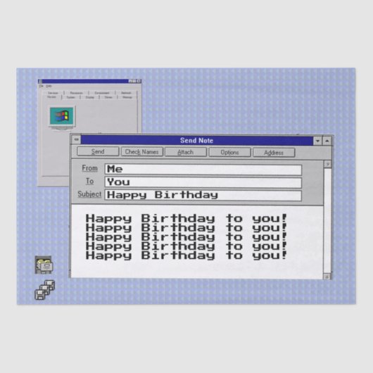 Happy Birthday Custom Windows 95 Computer Theme Tissuepapier (Voorkant)