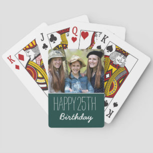 Happy Birthday Custom Year en foto's op maat Pokerkaarten