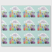 Happy Birthday Cute Animal Train Cadeaupapier (Vlak)