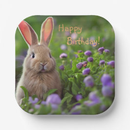 Happy Birthday Cute Bunny Paper Borden Papieren Bordje