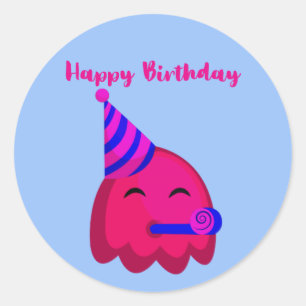 Happy Birthday - Cute Cartoon Emoji Character Ronde Sticker