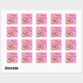 Happy Birthday Cute Cup Cakes Vierkante Sticker (Vel)