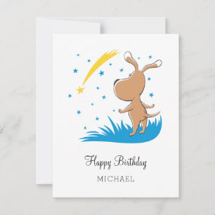Happy Birthday Cute Dog Puppy Shooting Star-kaart