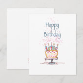 Happy Birthday Cute Doodle Kaart (Voorkant / Achterkant)