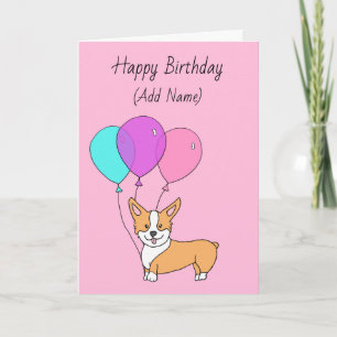 Happy Birthday Cute Hand Drawn Corgi Kaart