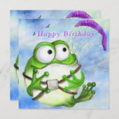Happy Birthday - Cute Happy Funny Frog Paraglider (Voorkant / Achterkant)